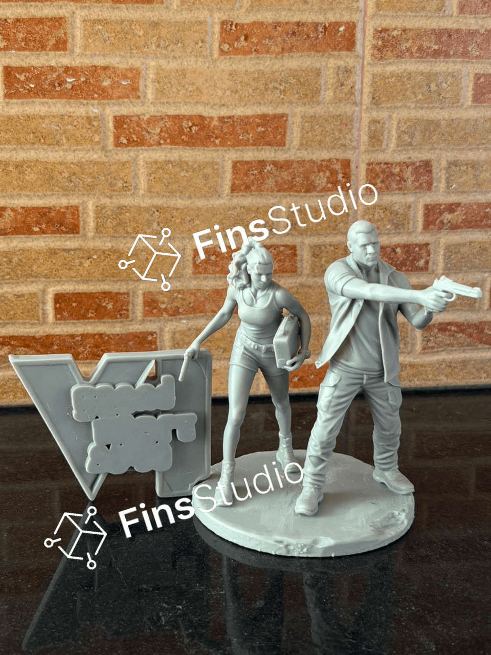 3D printed video game character figurine, raw print before painting